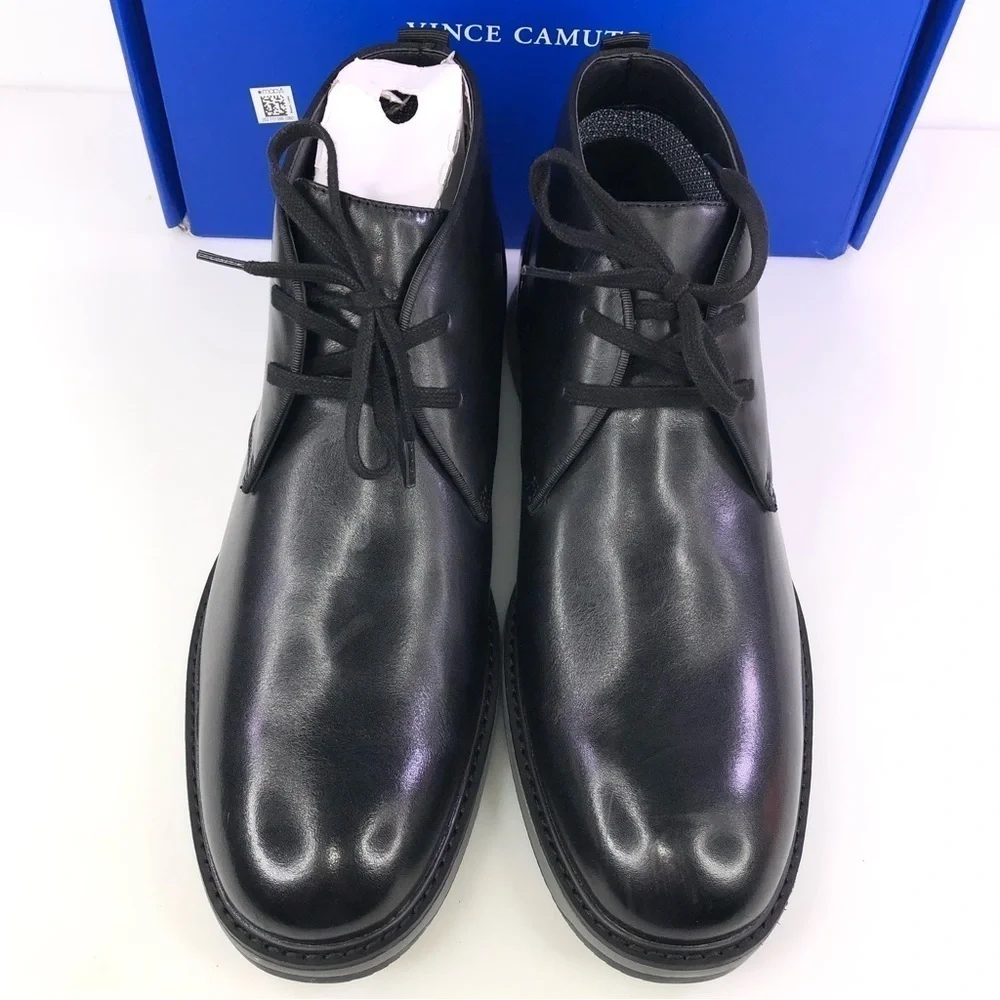 Vince Camuto Men's Soleh Leather Chukka Boots Black New